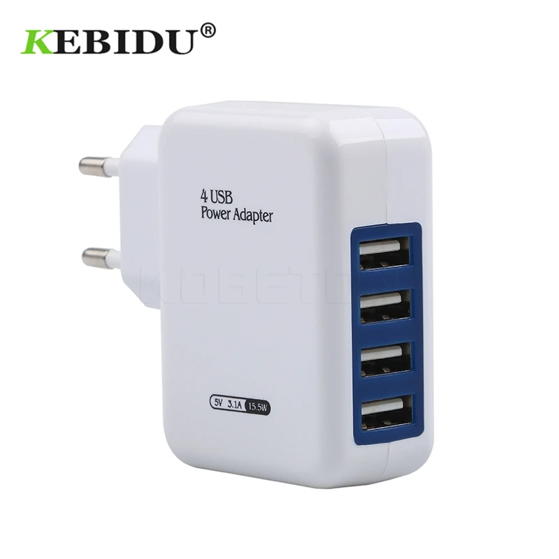Kebidu универсальная вилка европейского стандарта 4 порта USB для путешествий