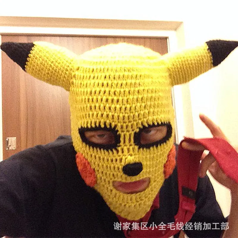 Балаклава с тремя отверстиями вязаная шапка зима тянущаяся Снежная маска