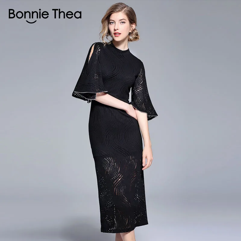 Женское винтажное однотонное платье карандаш Bonnie Thea черные вечерние платья с