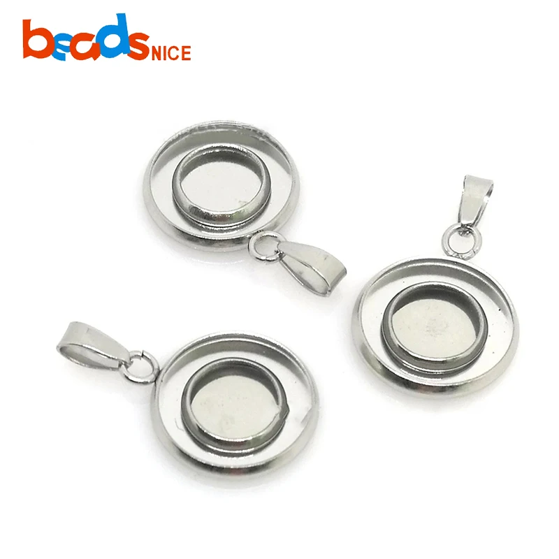 Beadsnice ID38321 двойная круглая подвеска из нержавеющей стали пустая Подвеска для
