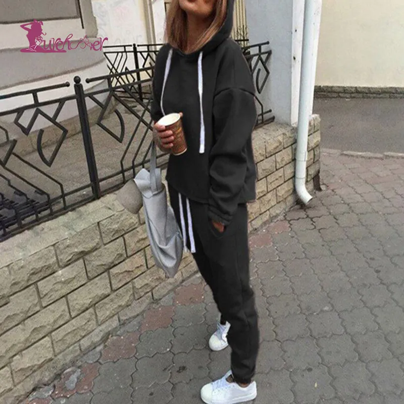Lurehooker, женские спортивные костюмы, сексуальный спортивный костюм, комплект из 2 предметов, однотонная одежда с капюшоном для йоги, фитнеса, костюм, одежда для тренажерного зала, наборы для бега