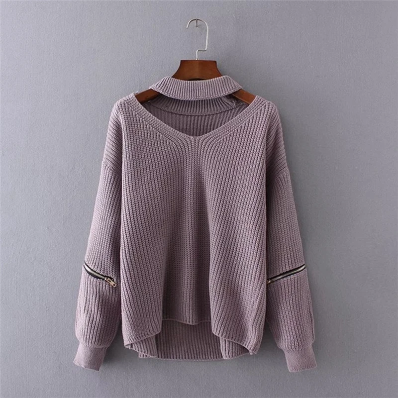 Свитер Женский вязаный на молнии с рукавами осень/зиму F1061 | Женская одежда