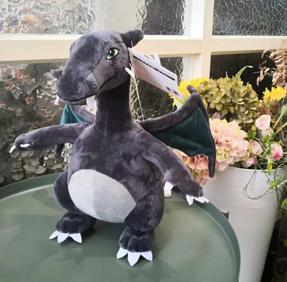 black 30/45cm Stuffed Toy Fire-breathing Dragon Plush Toy Soft Cartoon Dangerous Dragon Super Lifelike Plush Toys For Children's Gift - Цвет: black