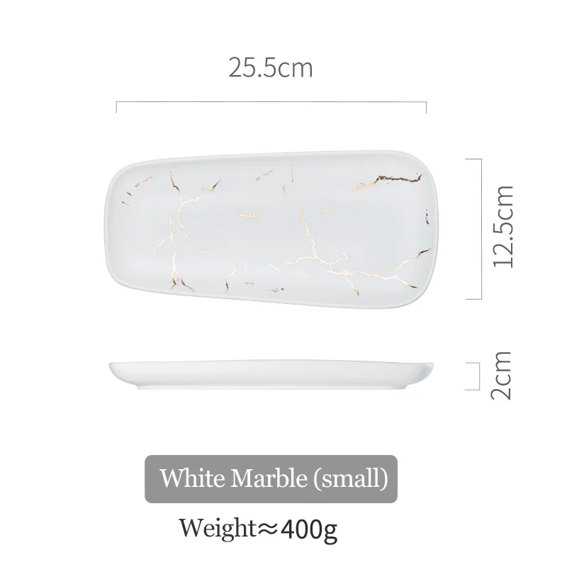 Small Marble White Обеденная тарелка керамическая посуда для пиццы уникальная матовая столовая посуда рыбные блюда для бифштекса блюдо в стиле вестерн блюдо десертная тарелка суши-посуда - Цвет: Small Marble White