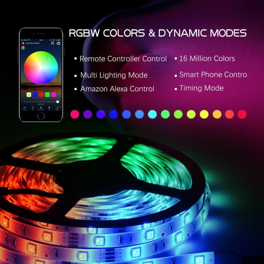 Wifi Bluetooth Amazon Alexa Google домашний телефон RGBW RGB Светодиодная лента RF ИК пульт