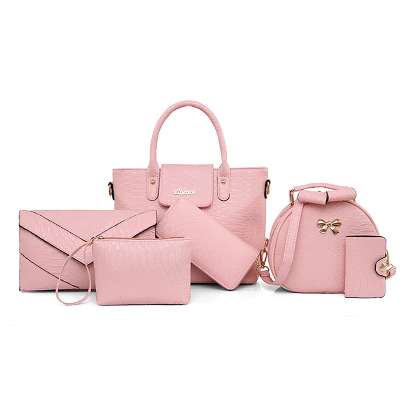 Pink Новинка, Женская портативная декоративная маленькая квадратная сумка на одно плечо со змеиным узором, сумка-мессенджер из шести частей - Цвет: Pink