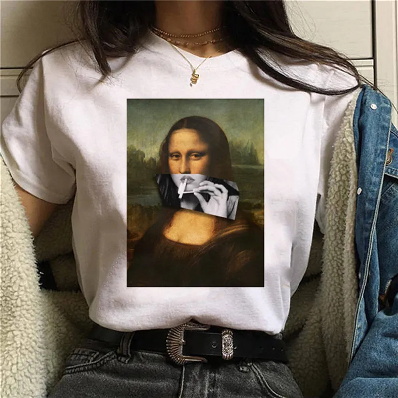 Mona Lisa/забавная модная футболка с принтом; модная футболка Harajuku; Новинка; Летняя Повседневная Свободная Женская одежда - Цвет: C8