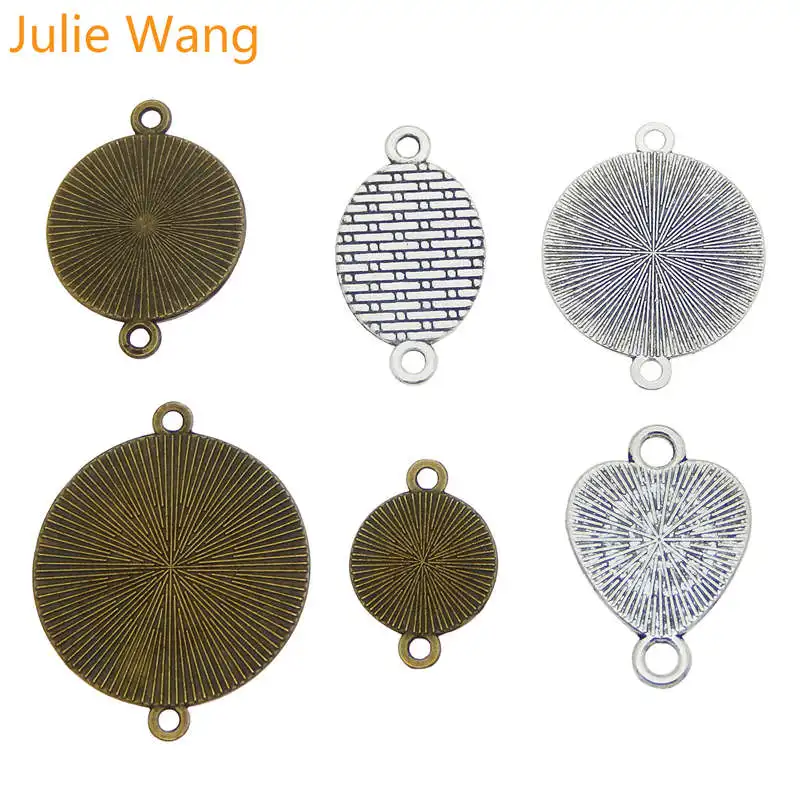 Julie Wang 6 шт. смешанный сплав пустая оправа коннектор кабошон со стеклом ювелирные