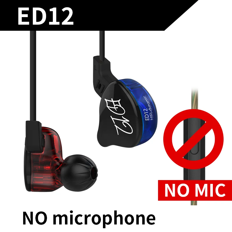 without mic KZ ED12 наушники в ухо аудио DJ мониторы шумоизоляция HiFi музыка стерео спортивные наушники с микрофоном съемный кабель ZS3 - Цвет: without mic