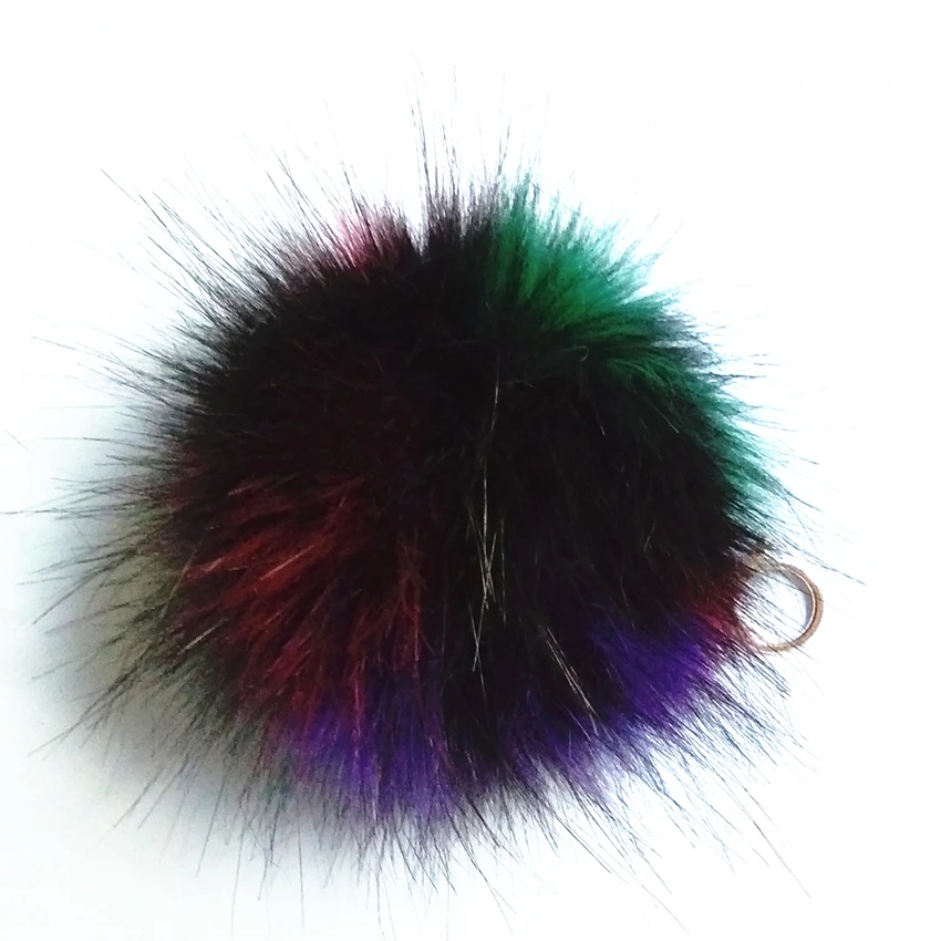 10 cm Green Purple Series Faux Raccoon fur Pompon Keychain Irregular Color Combinations Pendant Jewelry Accessories Handicraft | Украшения
