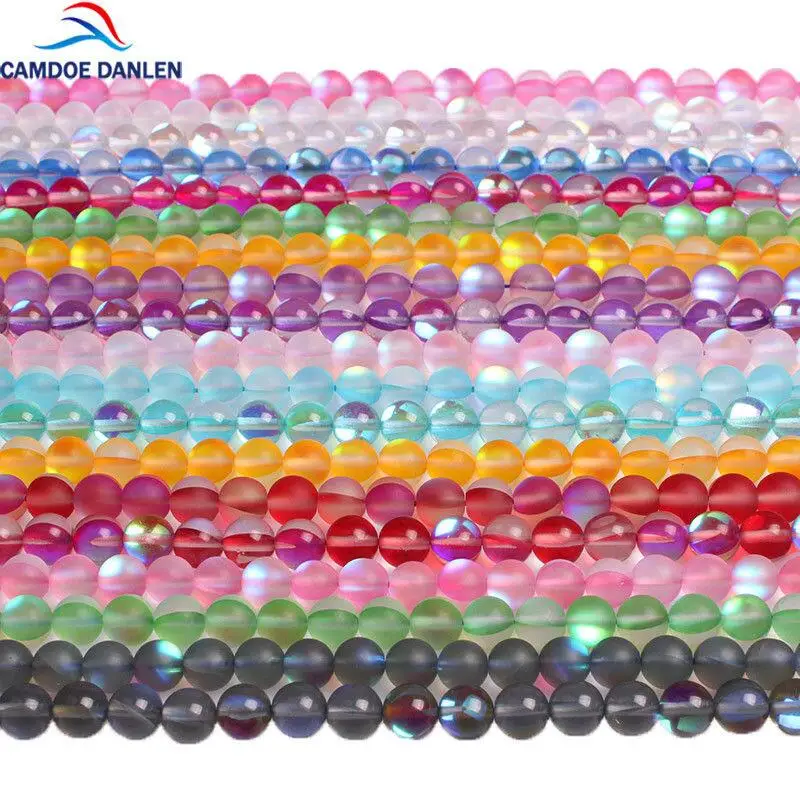 Круглые бусины из синтетического матового лунного камня белые зеленые синие 10