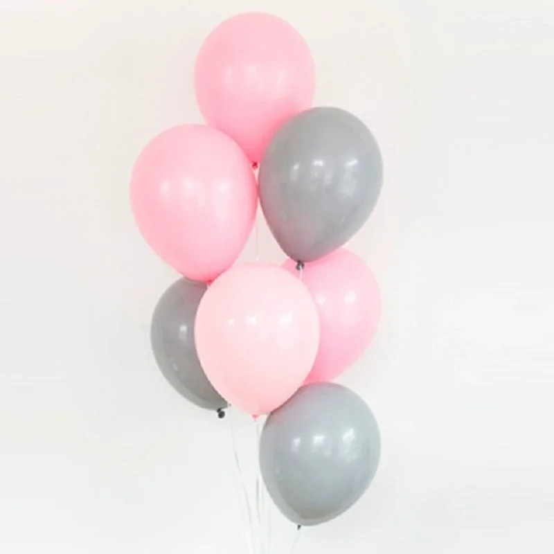 gray and pink 20 шт, новинка, 10 дюймов, матовые серые латексные шары, свадебные украшения, принадлежности для дня рождения, серые, розовые, коралловые латексные шары, гелий для детей - Цвет: gray and pink