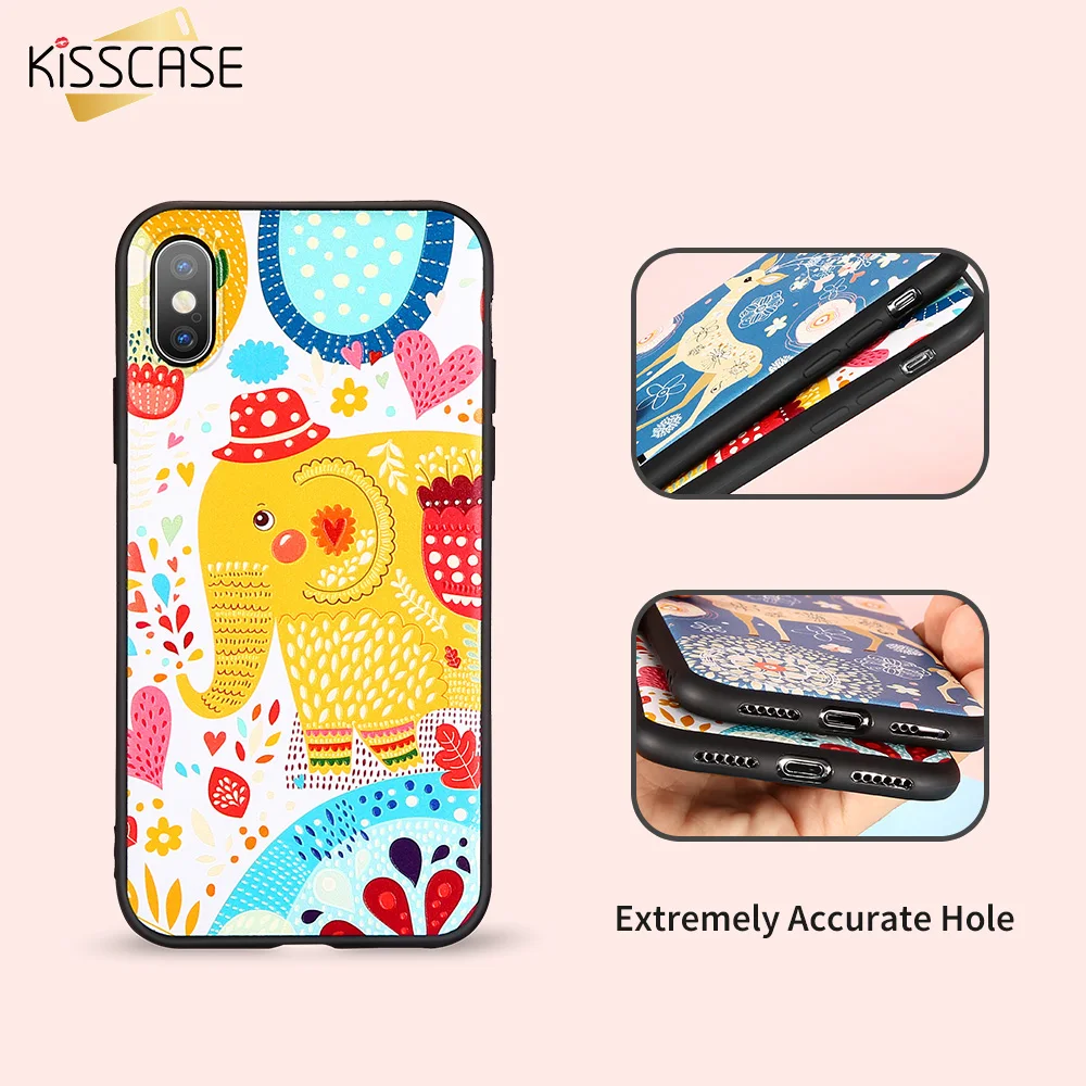Чехол KISSCASE с тиснением для IPhone X XR XS XSMAX 7 8 6S мягкий TPU чехол iPhone Plus 6 MAX |