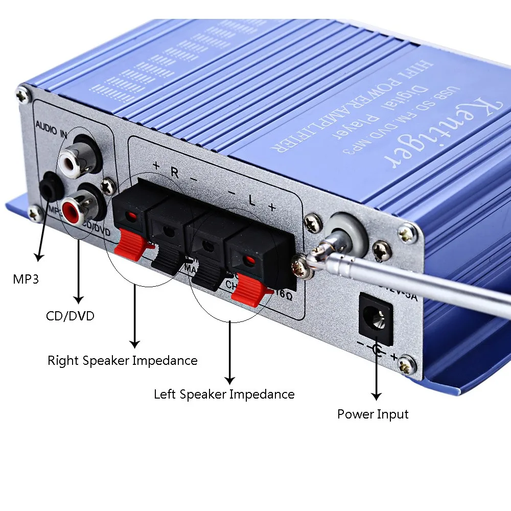 Для Авто Мото USB FM аудио стерео усилитель радио MP3 Динамик светодио дный Hi Fi 2
