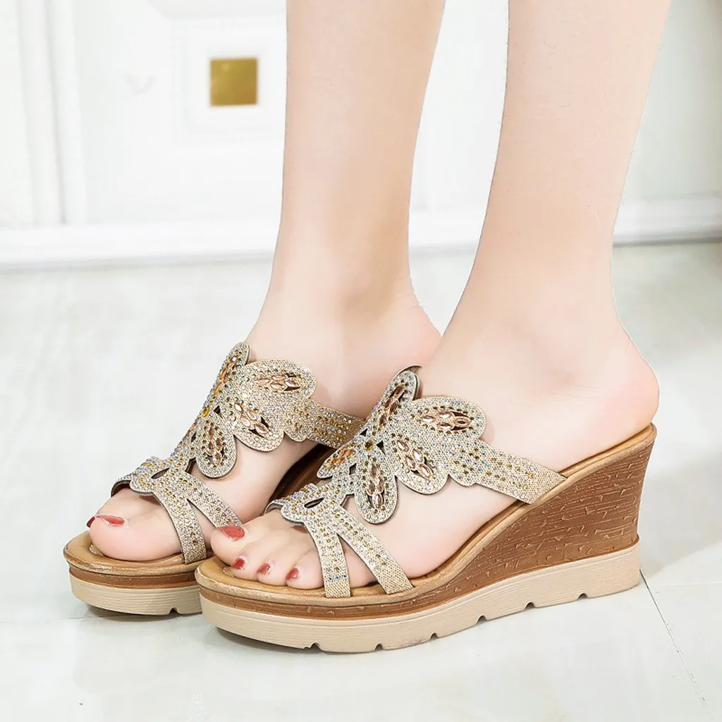 SAGACE/женские шлепанцы Летняя женская обувь с украшением в виде кристаллов