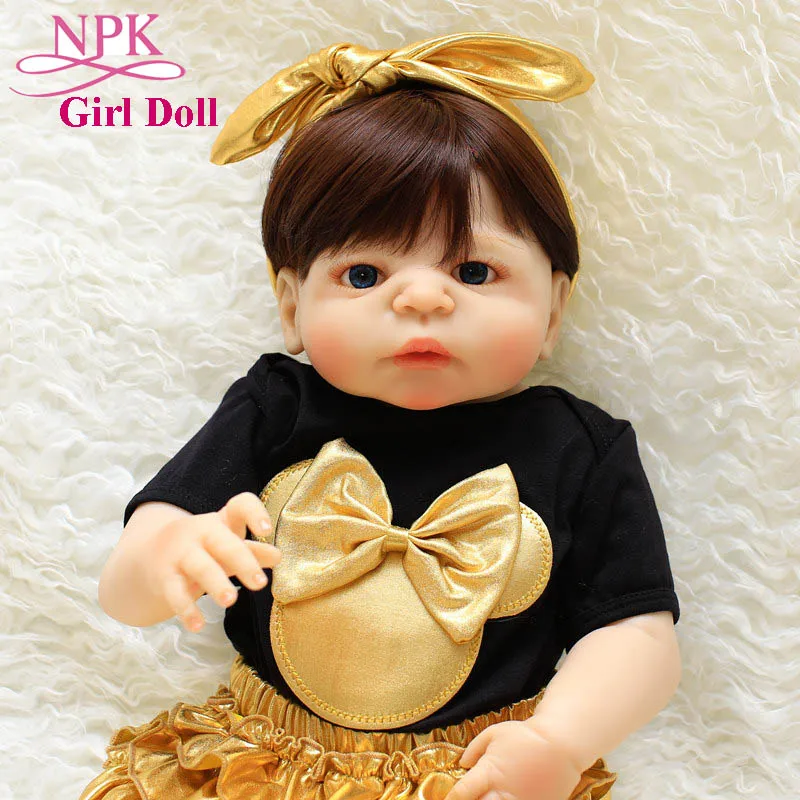 NPK 57 см полностью силиконовая кукла Bebes Reborn Real Alive для новорожденных девочек с