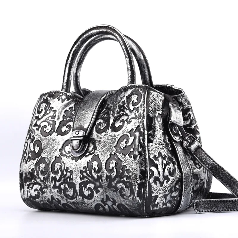 Сумка через плечо из натуральной кожи с тиснеными кисточками винтажная тоут