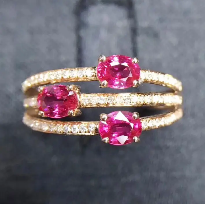 Женское кольцо с рубином серебро карат 3 шт.|flower ring|rings free shippingruby ring |
