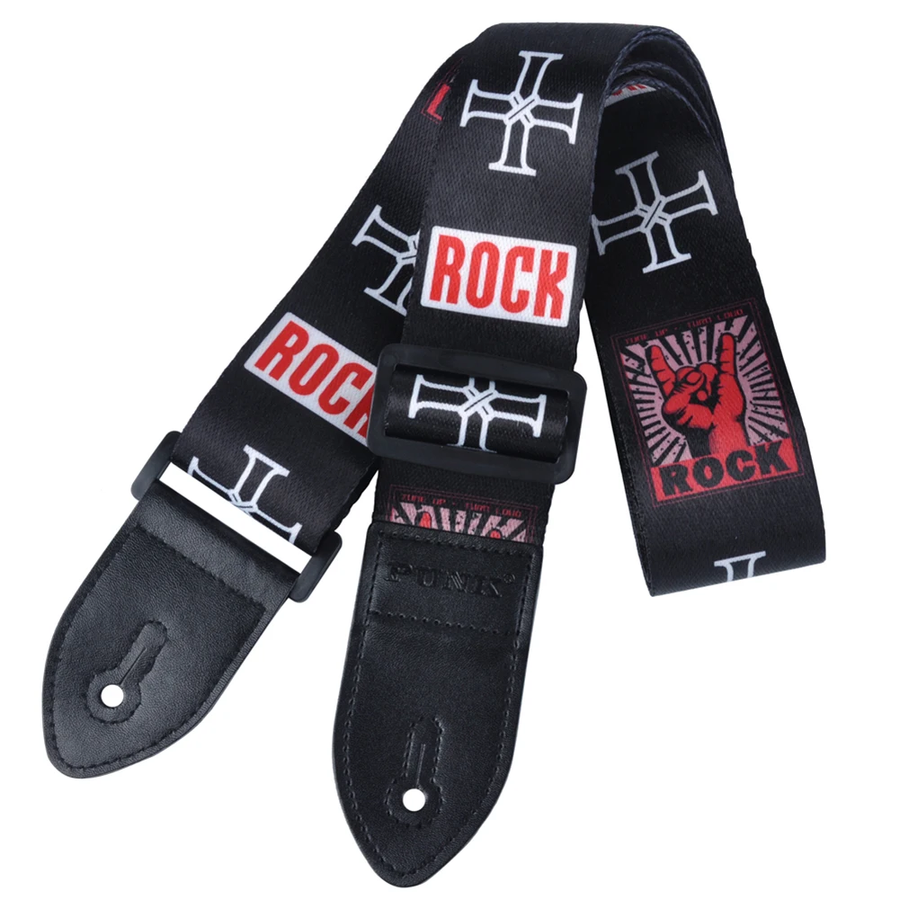 XSXS PUNK Polyester painted guitar strap folk / acoustic Black rock | Спорт и развлечения