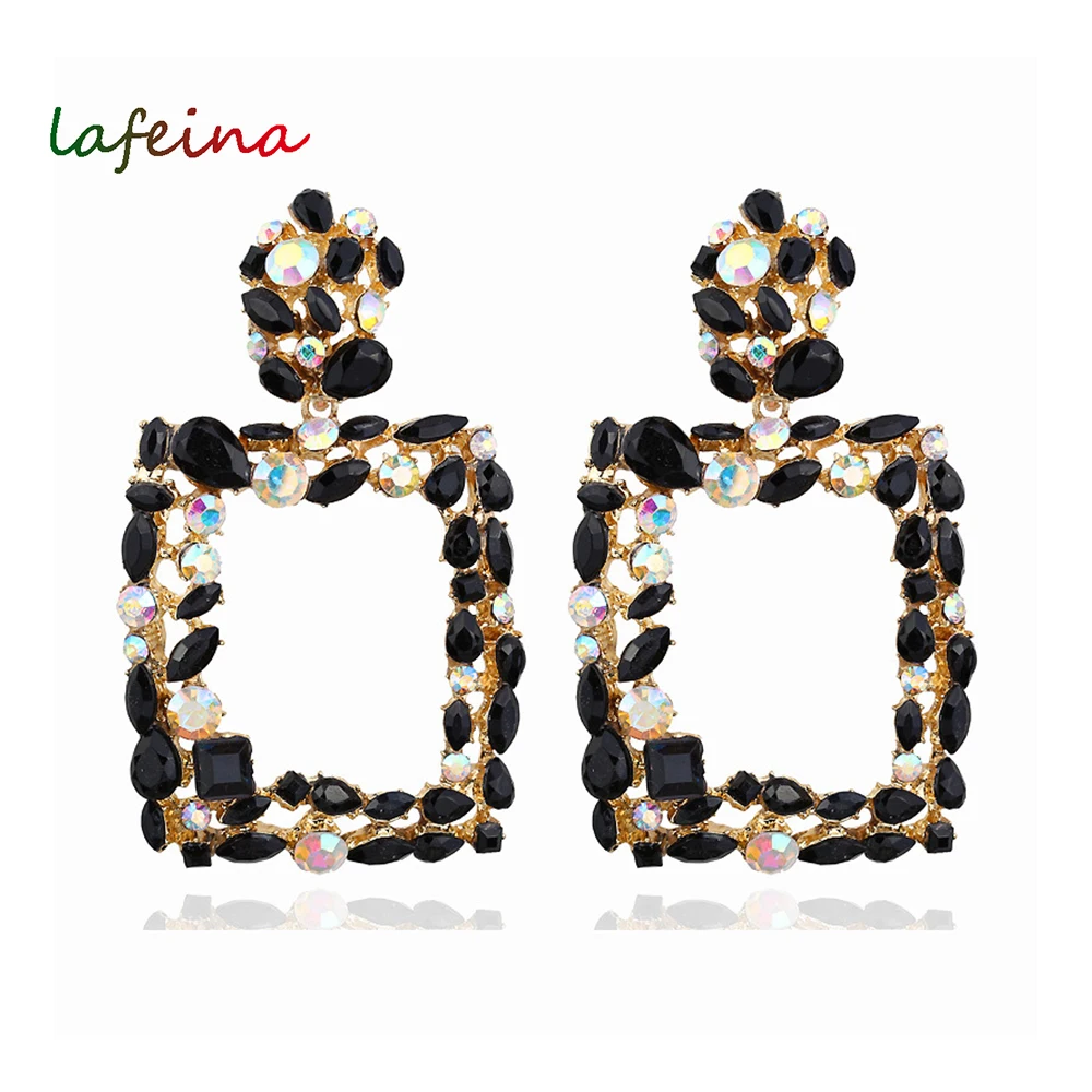 Женские серьги капли с металлическим кристаллом в винтажном стиле розового и