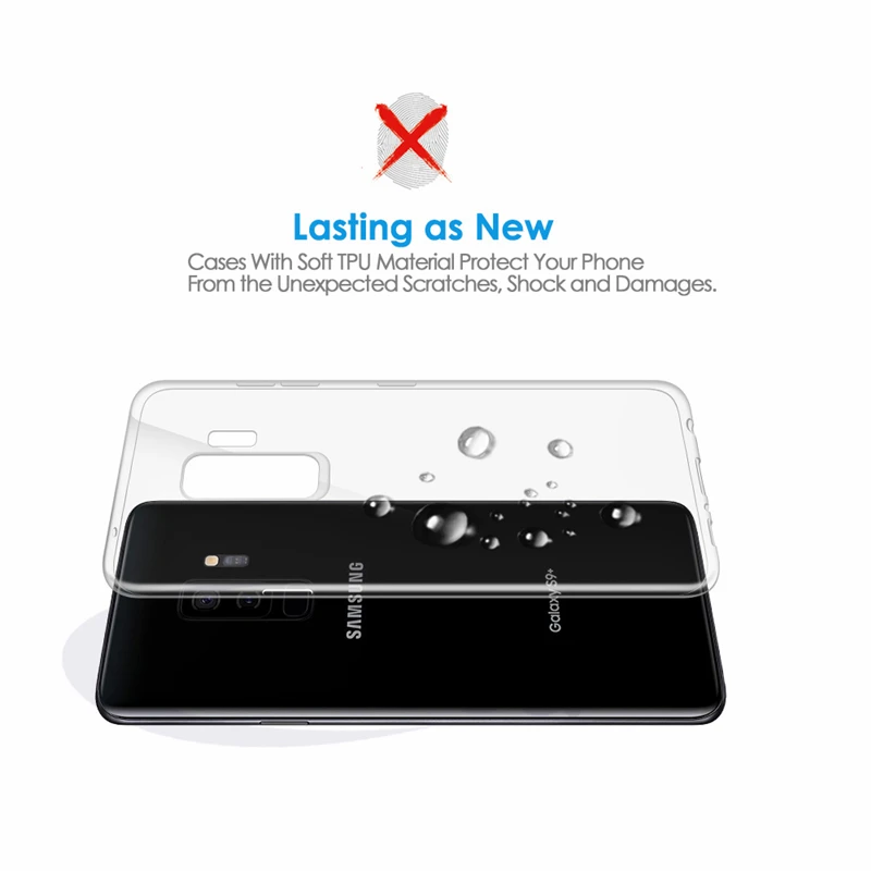 Qosea For Samsung Galaxy S9 Case Transparent Ultra-thin Slim Silicone Anti-knock Soft TPU Plus Protective Cover |