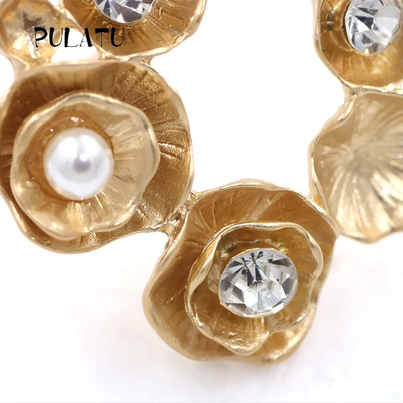 Pulatu матовый золотой цветок Для женщин броши Модные украшения аксессуары брошь на