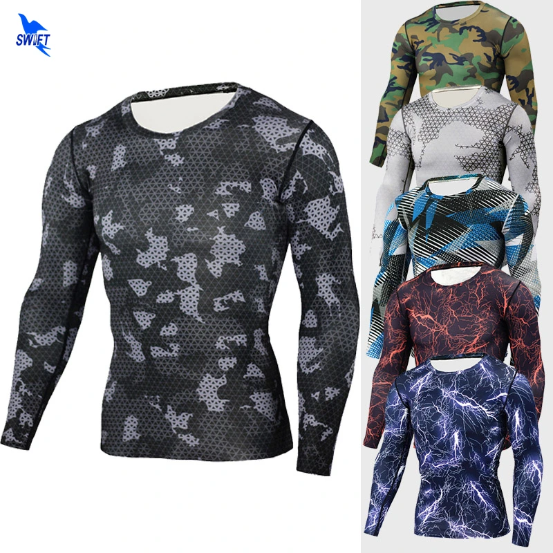 

Crossfit Compression Sport Shirt Men Long Sleeve Camouflage Fitness 3D Quick Dry Men's Running T-shirt Gym Clothing Top Rashgard