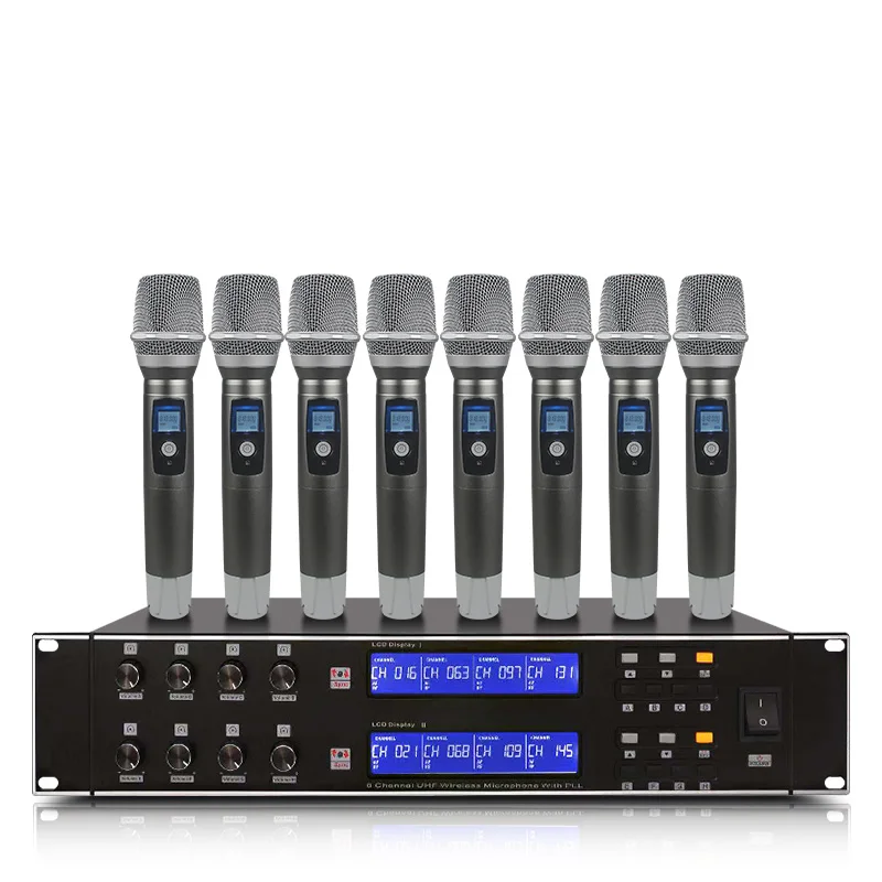 ERZHEN Профессиональная Беспроводная микрофонная система UHF8 канальный ручной отворотом конденсаторная гарнитура караоке микрофон студия 900GTAmic - Цвет: Серебристый