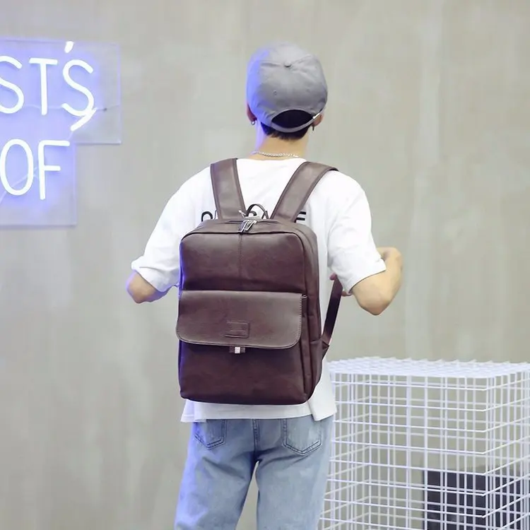 Fashion PU Leather School Backpack Men Small Laptop Travel Back Pack Bookbags Luxury Backpacks Vintage sac a dos homme | Багаж и сумки