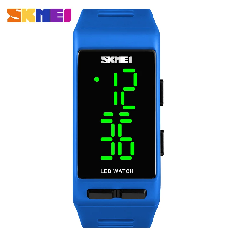 blue SKMEI, модные часы для мужчин и женщин, цифровые спортивные часы, водонепроницаемые, с будильником, светодиодный, повседневные наручные часы - Цвет: blue
