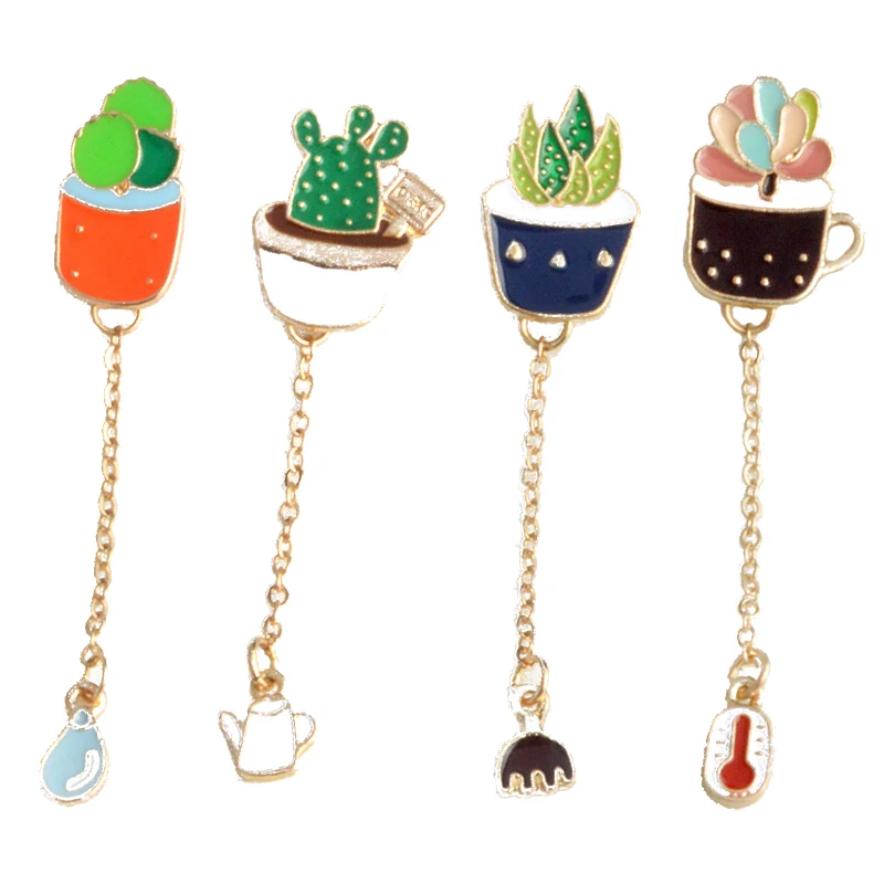 Новинка модная женская брошь ювелирные изделия зеленые горшечные растения