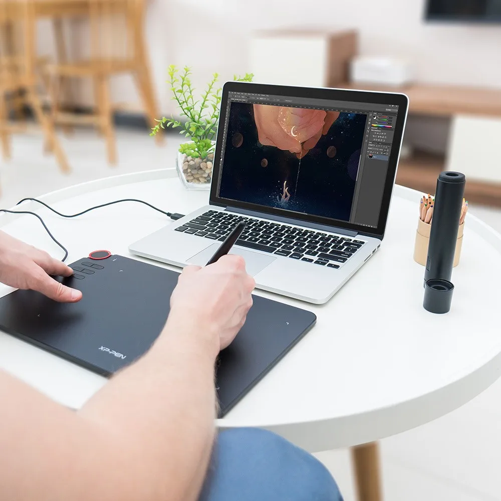 Графический планшет для рисования XP-Pen Deco 03 бесспроводный с многофункциональным колесиком и безбатарейным стилусом P05(8192) и 6 горячими клавишами