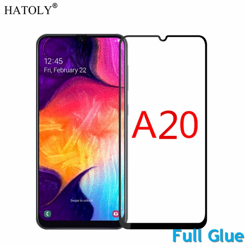 Full Glue Tempered Glass For Samsung Galaxy A20 Screen Protector Cover A205F Dust Proof Film HATOLY |
