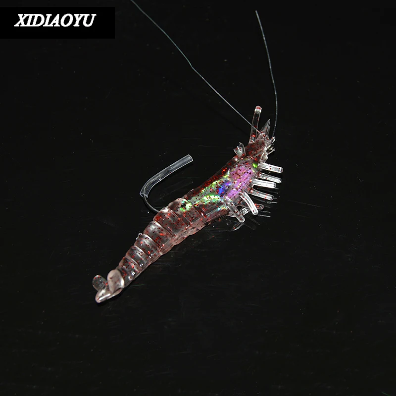 XIDIAOYU 4 шт. 10cm15g многосекционная мягкая креветка золотой порошок Красного золота набор пудры свинцовые креветки Рыбная приманка