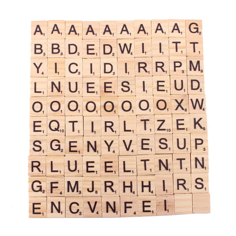 100 шт./компл. английские слова деревянный буквенный Алфавит плитки черные буквы