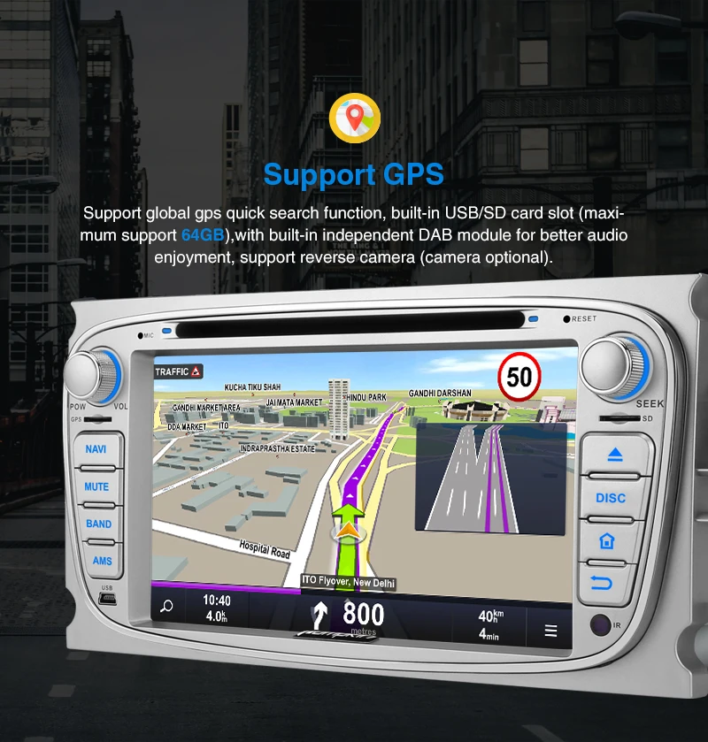 Pumpkin2 Din 7 "Android 9 0 автомобильный DVD плеер GPS навигация Qcta Core 4G RAM стерео для Ford