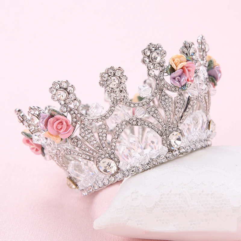 Детский ободок с жемчужинами HIMSTORY розовый цветком вечерние свадебные аксессуары