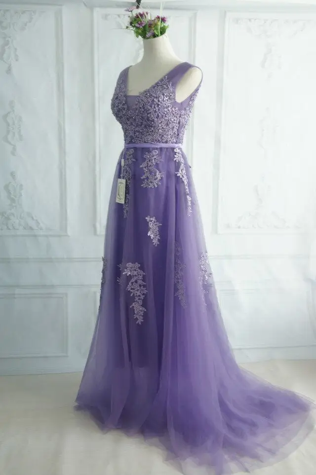 Robe De Soiree SSYFashion, кружевное, с бисером, сексуальное, с открытой спиной, длинное вечернее платье, для невесты, банкета, элегантное, длина до пола, для вечеринки, выпускного вечера - Цвет: 646 Lavender