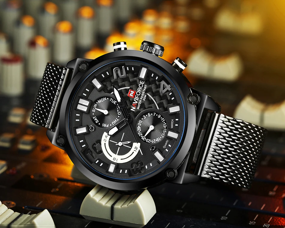 Бренд NAVIFORCE, Роскошные мужские часы, 24 часа, дата, неделя, дисплей, кварцевые часы, мужские спортивные наручные часы из стали, мужские часы