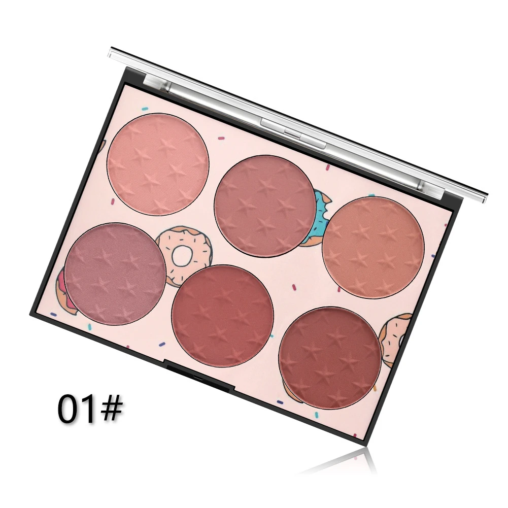 01 6 Colors Natural Blush Makeup Blush Palette Long-lasting Transparent Window Skin-friendly Rouge Makeup Box Blush TSLM1 - Цвет: 01