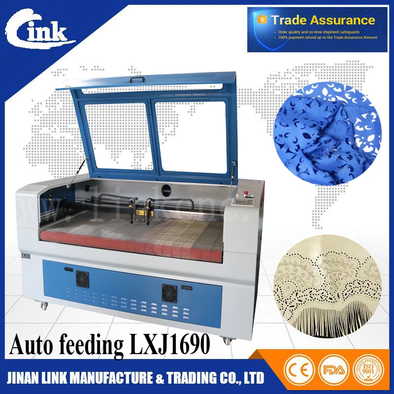 Широко используется ткань и автоматической подачи CO2 лазерной гравировки резки