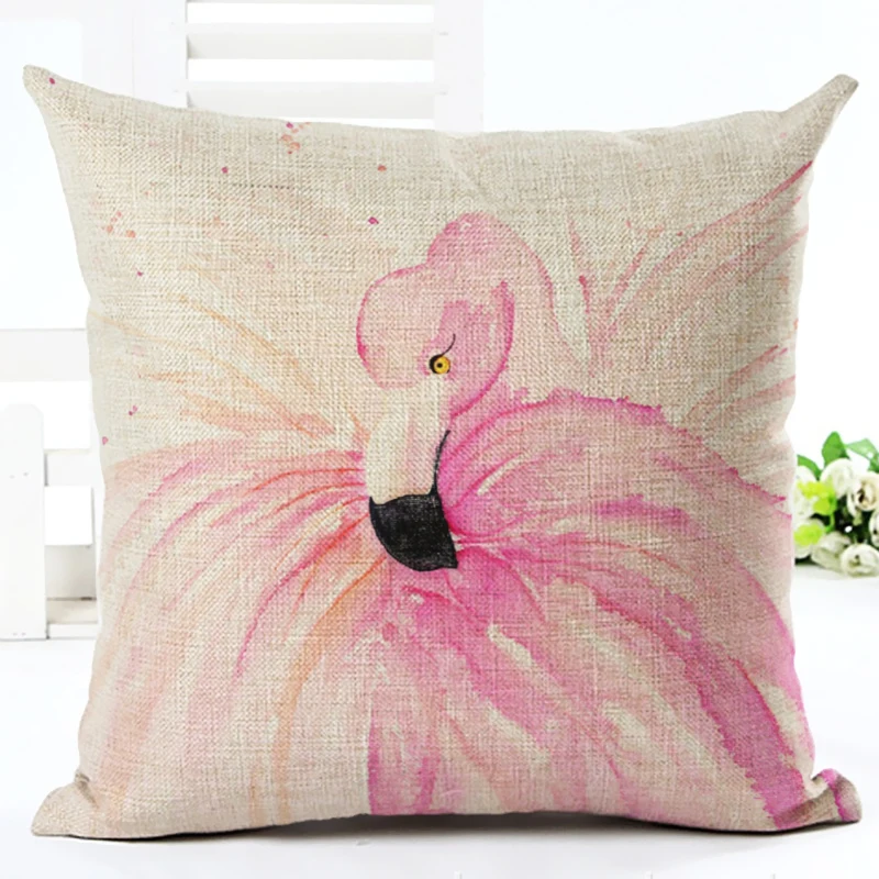 2016 новейший милый акварельный Фламинго квадратный льняной с принтом декор для