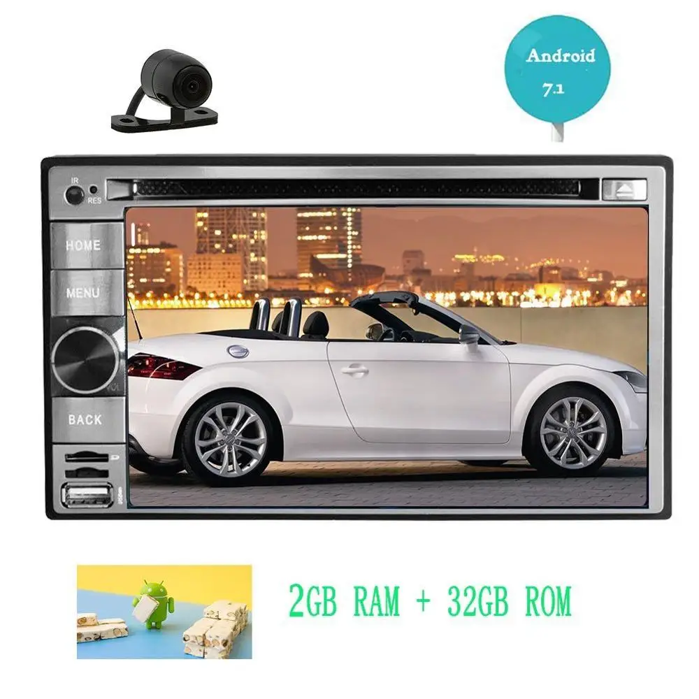 Сзади Камера + Android 7.1 GPS навигатор CD/DVD плеер двойной дин стерео FM/AM Радио видео Wi Fi