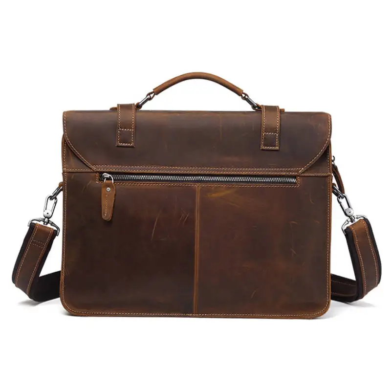 Мужской портфель из натуральной кожи деловая сумка для ноутбука винтажная