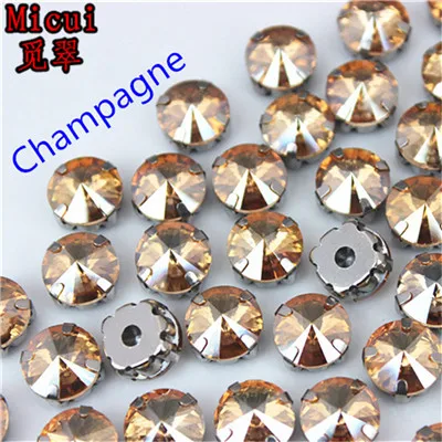 Champagne Michui разноцветные стеклянные кристаллы круглые с серебряной установкой для шитья хрустальные стразы для аксессуаров одежды MC1003 - Цвет: Champagne