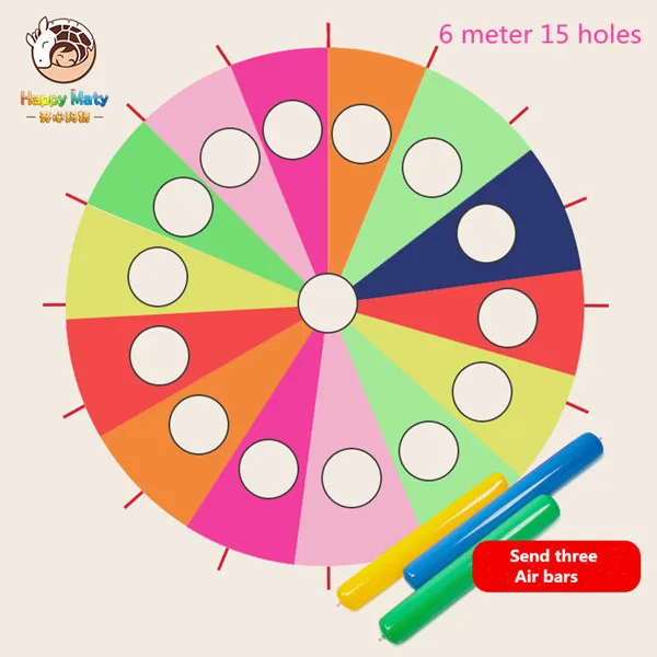 6 meters 15 holes Детский сад Whac-A-Mole Радужный зонтик Prachute игрушка для родителей и детей игры реквизит для детей на открытом воздухе Веселая спортивная игрушка - Цвет: 6 meters 15 holes