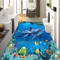 custom photo wall paper 3d stereo underwater world dolphins 3d floor tiles murals bathroom living room waterproof pvc wallpapers
