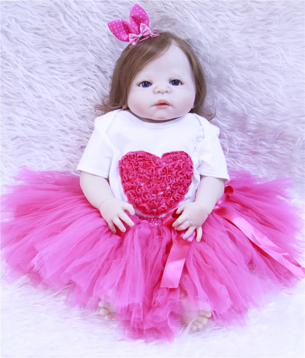 

55cm full Silicone Girl Princess Dolls Lifelike Newborn Babies Alive Bebe Reborn Baby for Child Play House Bedtime Toy Gifts