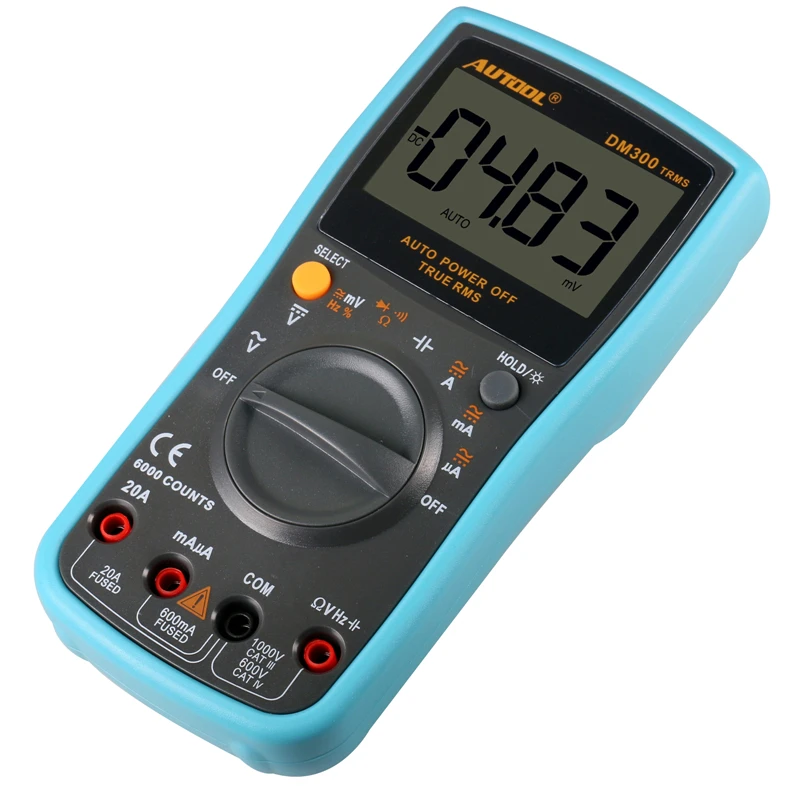 AUTOOL DM300 AC DC Цифровой мультиметр 6000 отсчетов большой ЖК-экран низкого напряжения