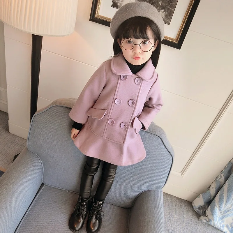 Одежда для девочек R &amp Z пальто 2019 зимняя плотная теплая шерстяная однобортная